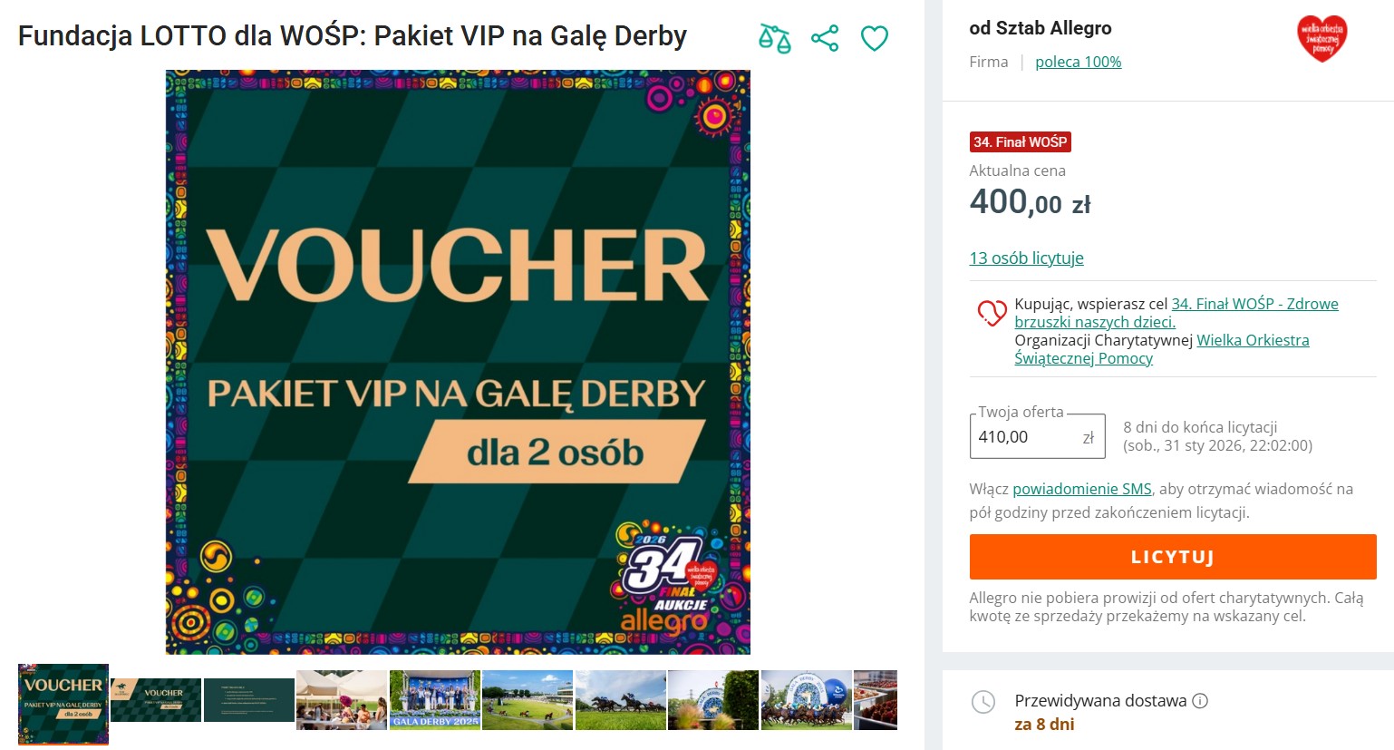 Fundacja LOTTO i Robert Lewandowski dla aukcji WOŚP, fot. Allegro