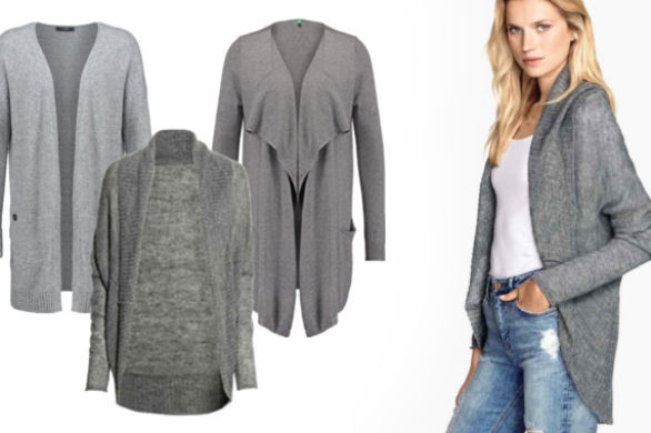 Modne swetry na jesień – Szary kardigan w kilku stylach