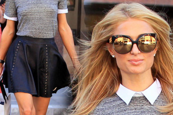 Paris Hilton pokazuje, jak nosić rozkloszowane minispódnice