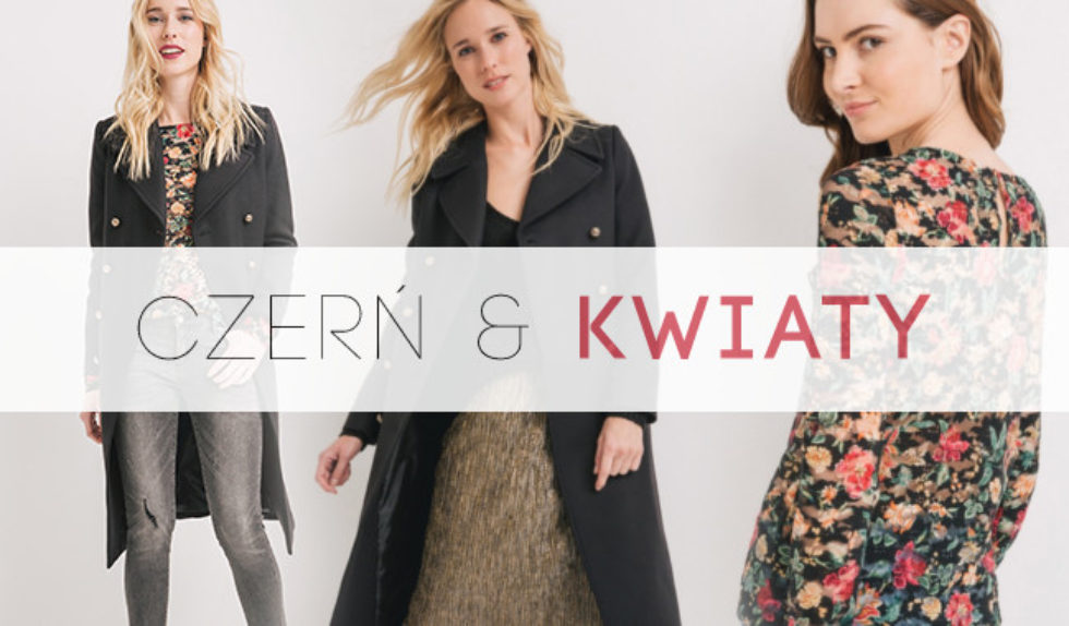 Promod Czerń i Kwiaty – Zimowa stylizacja z czernią i kwiatami w tle