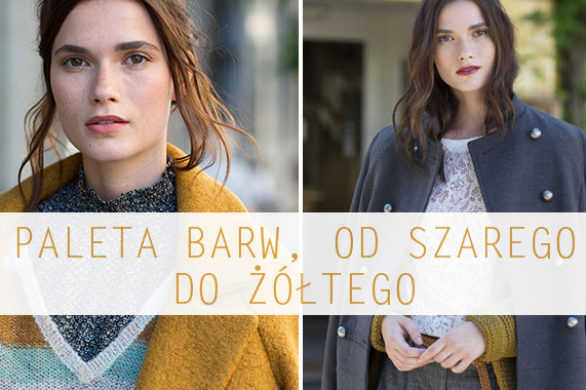 Paleta barw od szarego do żółtego w stylizacji na jesień od Promod
