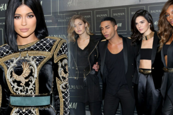 Tłum gwiazd i modelek na prezentacji kolekcji BalmainXH&M