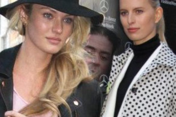 Candice Swanepoel i Karolina Kurkova przed pokazem Desigual