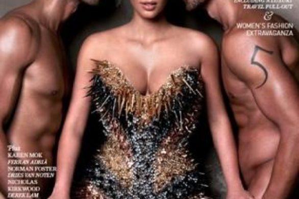 Kim Kardashian w towarzystwie nagich mężczyzn