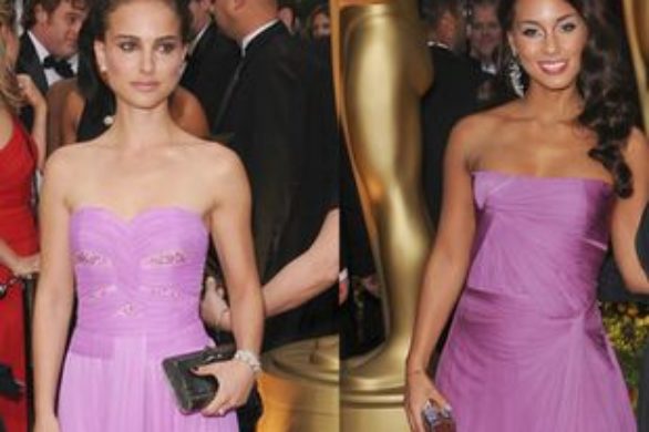 Różowe suknie Natalie Portman i Alicii Keys