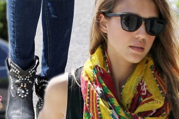Jessica Alba w botkach z ćwiekami