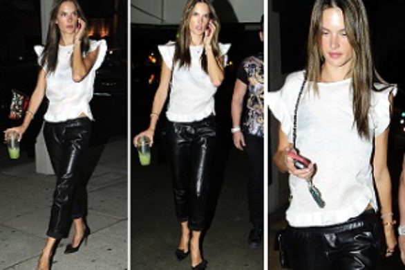 Alessandra Ambrosio w skórzanych spodniach