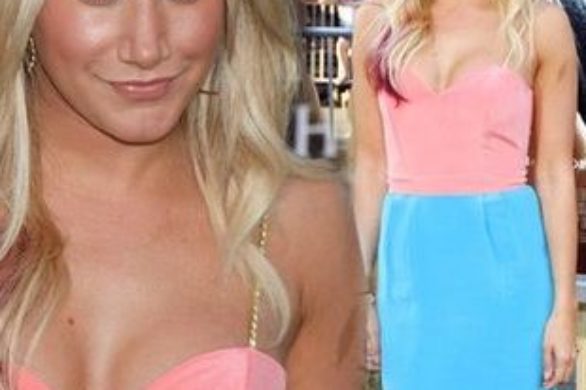 Ashley Tisdale w dwukolorowej sukience Naven