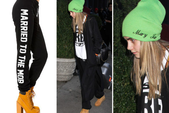 Cara Delevigne z dresie Married to the Mob i zielonej czapie