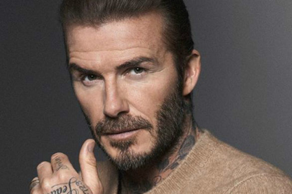 David Beckham z zieloną kreską na oku wdzięczy się na okładce magazynu Love