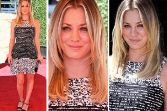 Kaley Cuoco w czarno-białej sukience