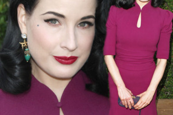 Dita Von Teese w modnym fiolecie (FOTO)