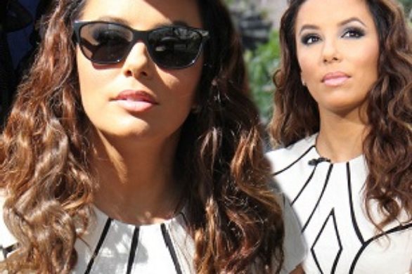 Eva Longoria w biało-czarnej sukience Catherine Deane