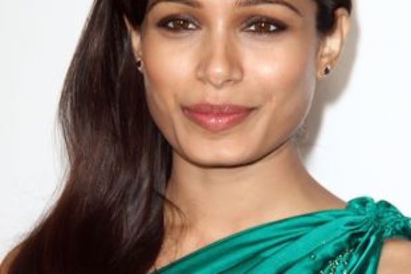 Freida Pinto w satynowej sukni projektu Jamesa Ferreira