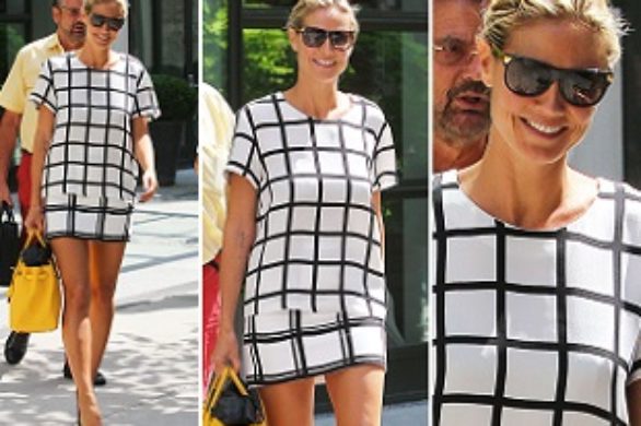 Heidi Klum w zestawie w kratkę (FOTO)