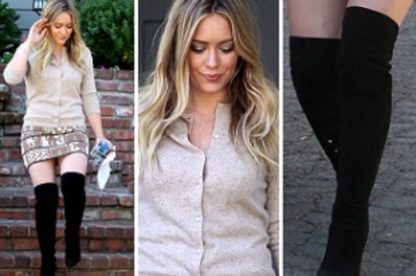 Hilary Duff w modnych, długich kozakach (FOTO)