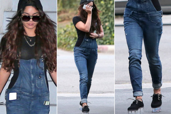 Vanessa Hudgens w ogrodniczkach i dziwnych tenisówkach