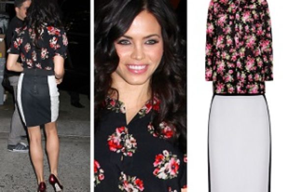 Jenna Dewan w kwiecistej bluzce chwali się doskonałą figurą