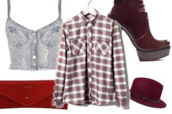 Jesienne zestawy z koszulą w kratę