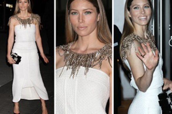 Jessica Biel w białej sukience