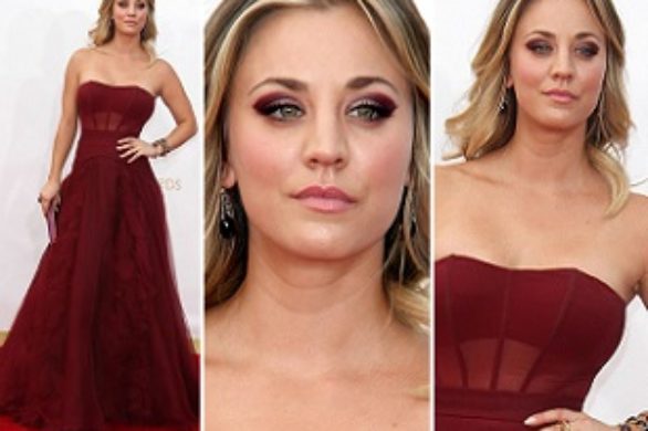 Kaley Cuoco w ciemnej sukni Very Wang