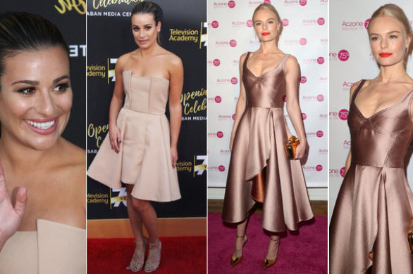 Lea Michele i Kate Bosworth prezentują sukienki idealne na wesele w kolorze nude