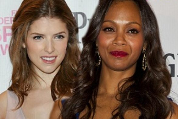 Anna Kendrick i Zoe Saldana w rozkloszowanych sukienkach