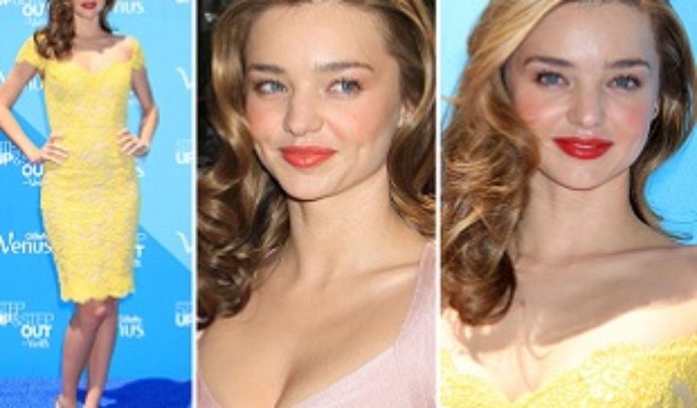 Miranda Kerr w żółtej sukience Reem Acra