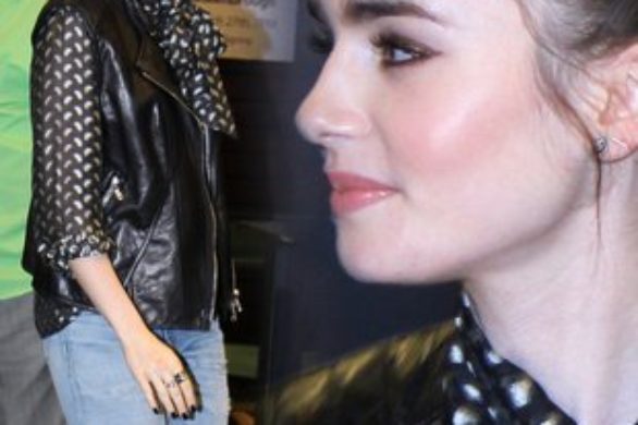 Lily Collins w skórzanej kamizelce (FOTO)