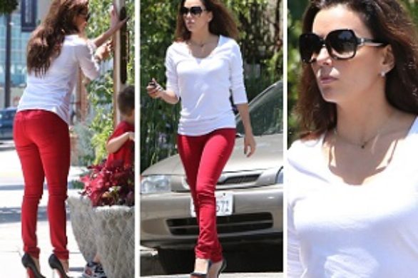 Eva Longoria w czerwonych spodniach (FOTO)