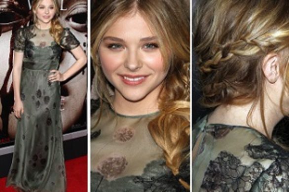 Chloe Moretz w szarej sukience Valentino