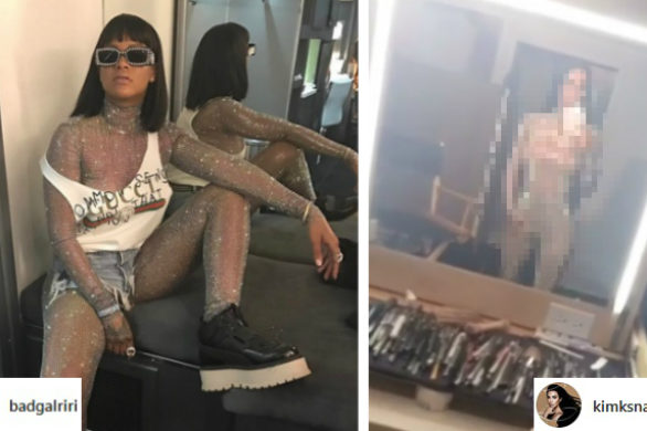 Kim Kardashian kopiuje Rihannę? Pozuje w błyszczącym kombinezonie Gucci