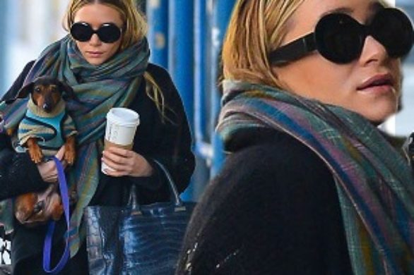 Ashley Olsen w szerokim płaszczu i sztybletach