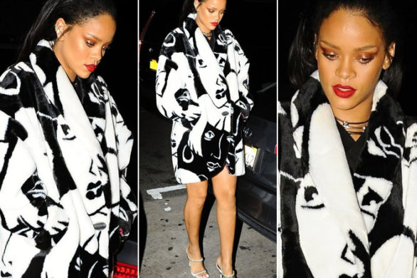 Rihanna w płaszczu Vintage i szpilkach Giuseppe Zanotti