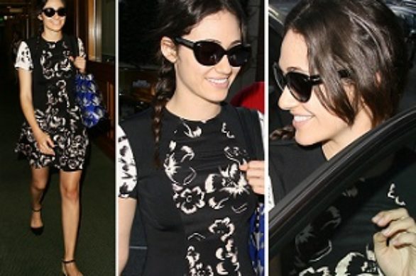 Emmy Rossum w czarno-białej sukience