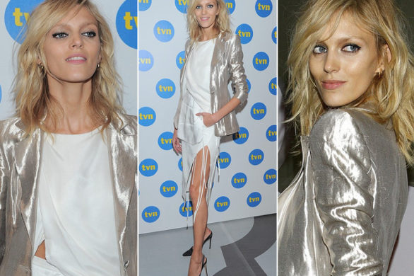 Anja Rubik w białym zestawie i srebrnej marynarce (FOTO)