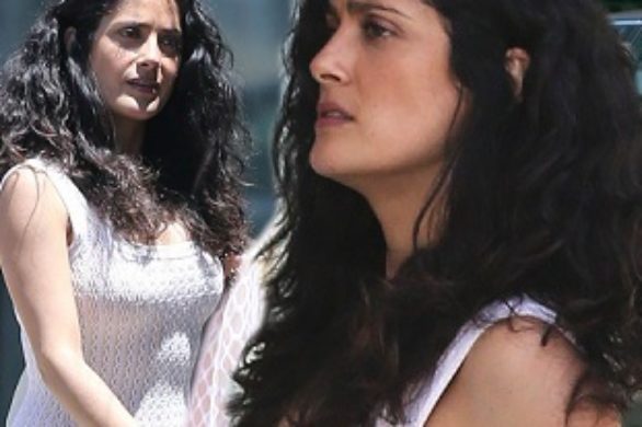 Salma Hayek w białej sukience