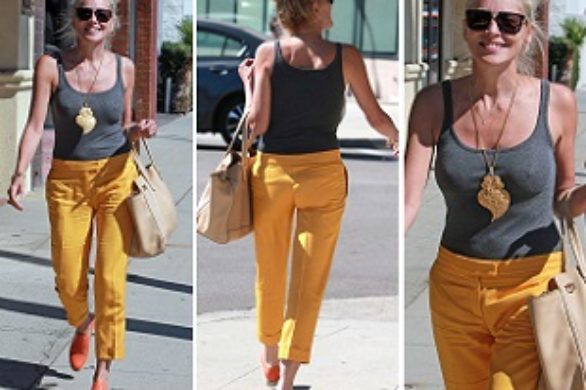 Sharon Stone w żółtych spodniach (FOTO)