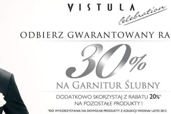 Garnitur ślubny Vistuli 30% taniej