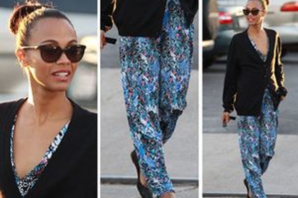 Zoe Saldana we wzorzystym kombinezonie (FOTO)