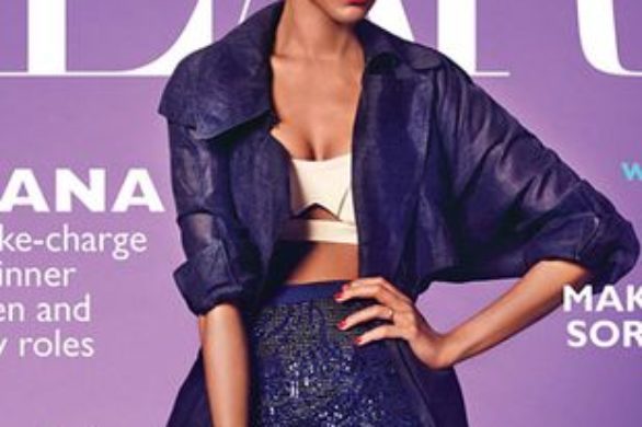 Zoe Saldana w Jean Paul Gaultier i Salvatore Ferragamo