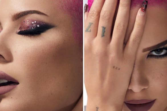 Halsey w niedopasowanym makijażu i niebieskich włosach. Gwiazda stworzyła własny tutorial makijażowy