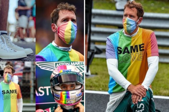 Sebastian Vettel ukarany. Czterokrotny mistrz świata Formuły 1 nie zdjął tęczowej koszulki podczas hymnu