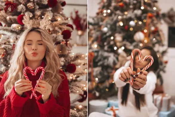 Candy cane tip nails – nie znajdziesz bardziej świątecznego pomysłu na manicure