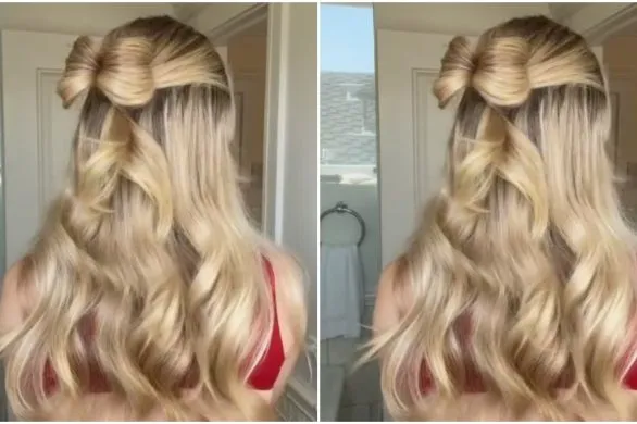 Urocza fryzura na Wigilię. Jak zrobić kokardkę z włosów?