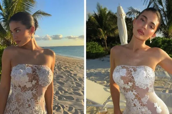 Kylie Jenner pozuje na plaży w skąpej sukience. Fani zabrali głos