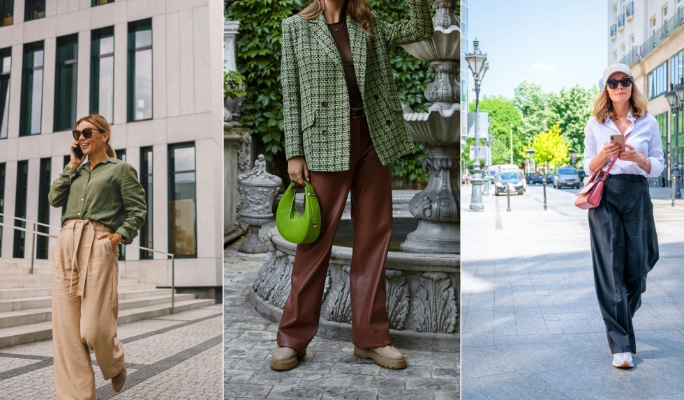 Szerokie spodnie w stylizacjach na jesień 2025. Jak je nosić dla wygody i stylu?