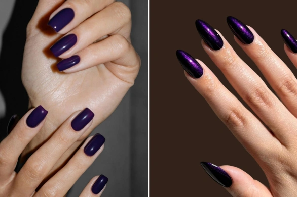 Bakłażanowe paznokcie na jesień 2025 łączą elegancję z odrobiną magii. Zobacz inspiracje