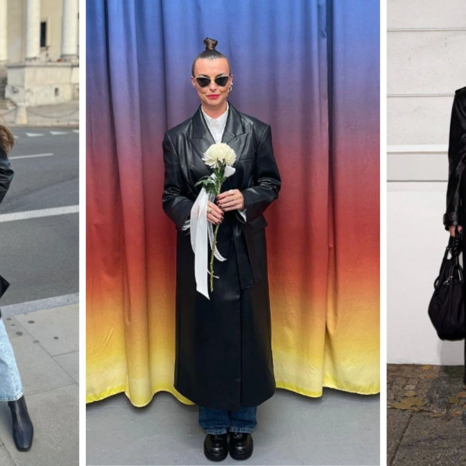 Na zdjęciu (od lewej) widzimy Weronikę Rosati, Katarzynę Sokołowska oraz Maffashion. Wszystkie gwiazdy mają na sobie czarny i skórzany płaszcz, który jest hitem tej jesieni.