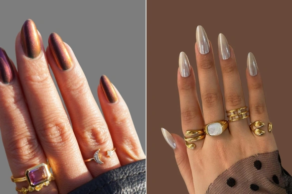 Fall chrome nails to idealny manicure na jesień 2025 z błyskiem. Zobacz najpiękniejsze inspiracje